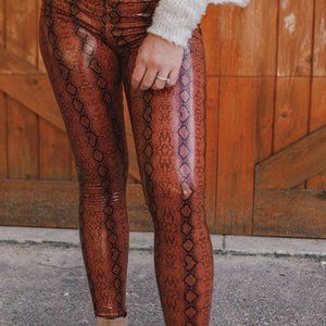 XS BUDDY LOVE MILA PATENT VEGAN LEATHER LEGGING - COGNAC SNAKE